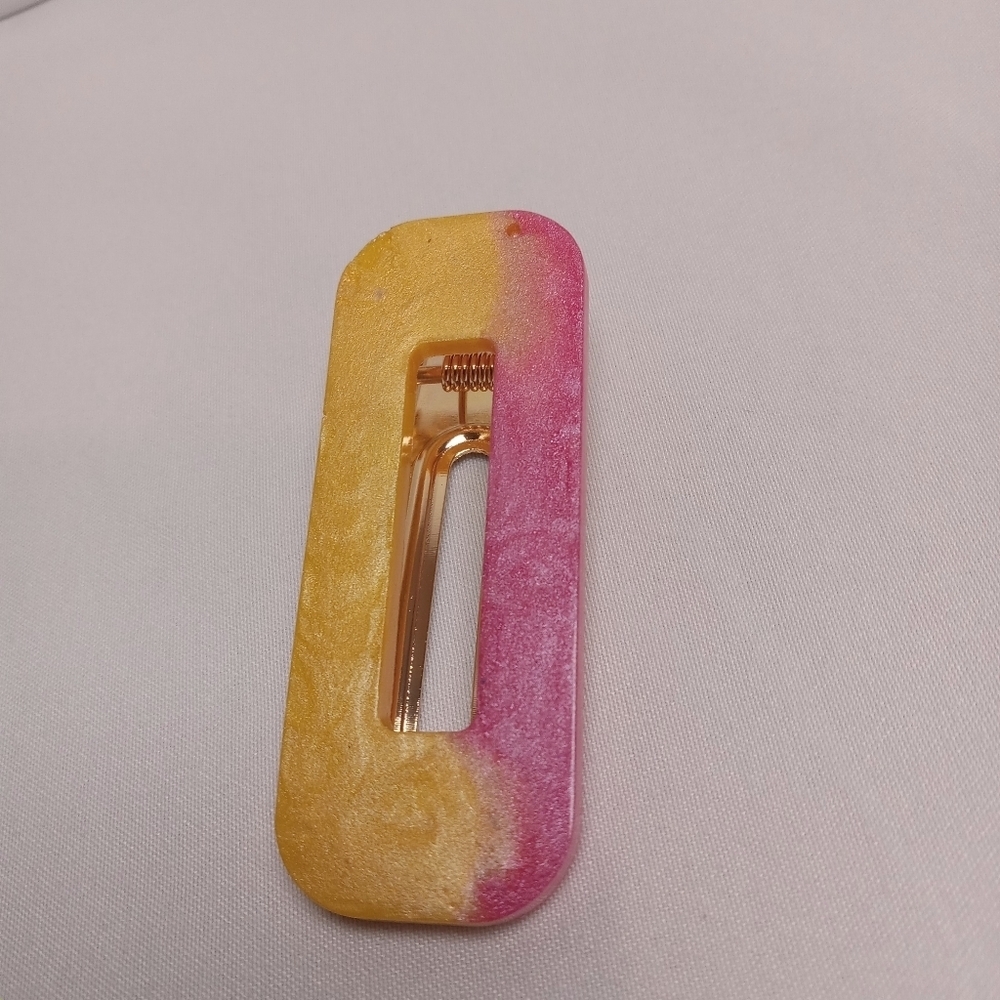 5/$25 Handcrafted Pink and Yellow Hair Clip - Picture 2 of 4
